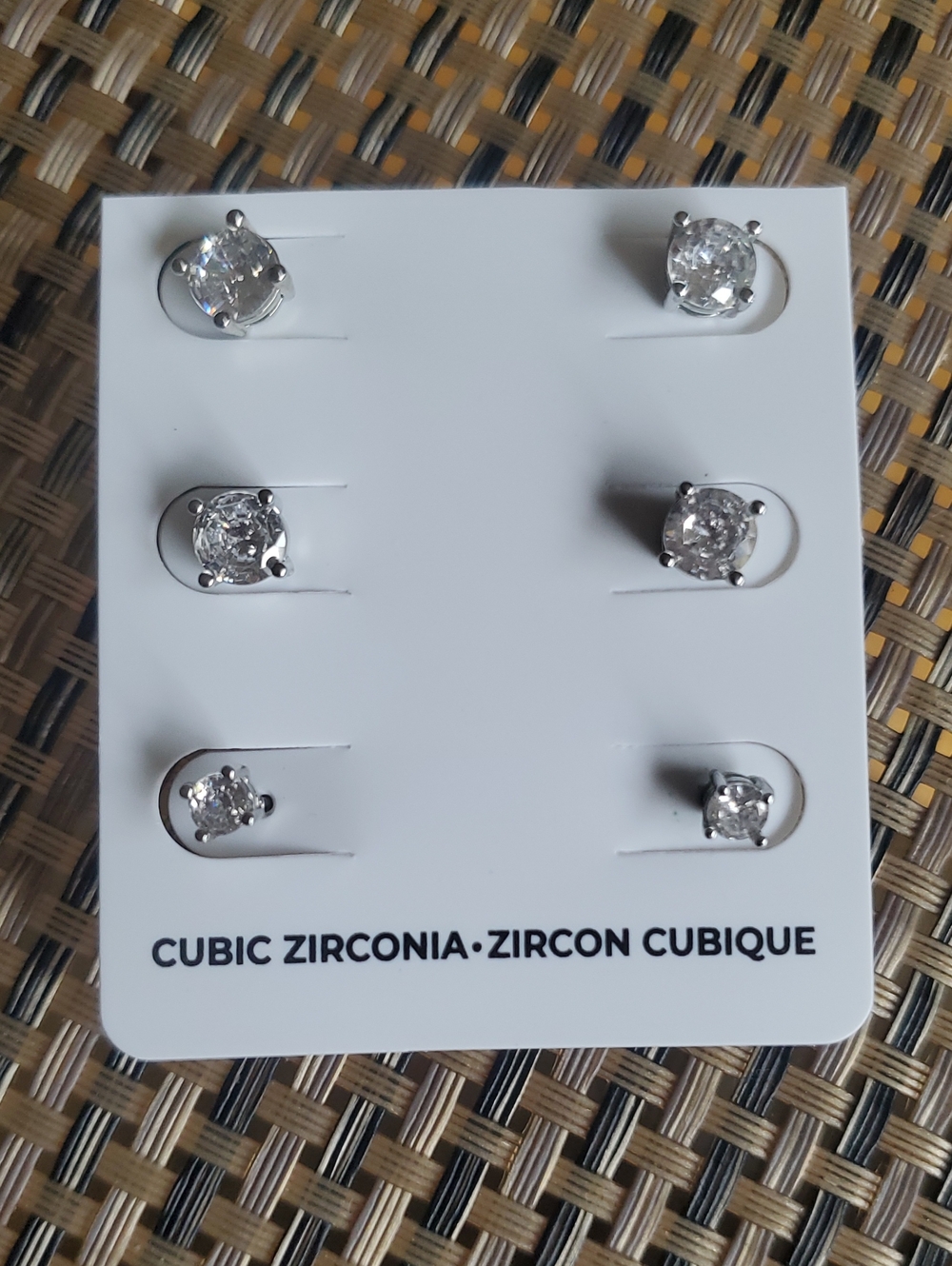 3 Pairs Cubic Zirconia Studded Earings